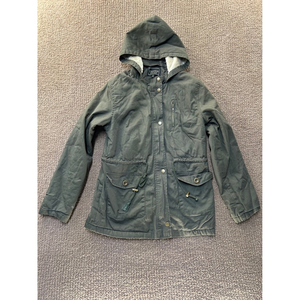 C'est Toi Women Olive Green Faux Fur Lined Hooded Utility Anorak Jacket Medium